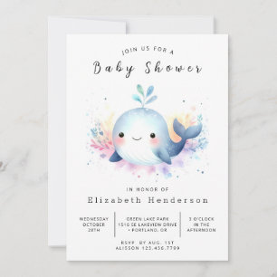 Stylish Online Whale Baby Shower Invitation