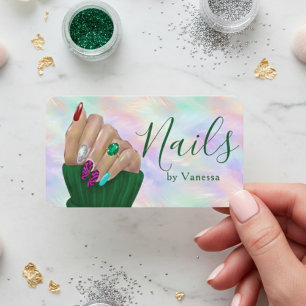 Stylish Opal Iridescent Manicurist Nail Artist Business Card