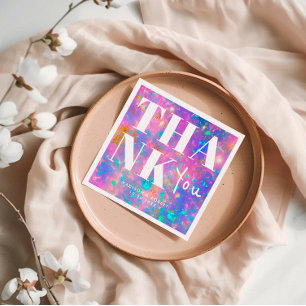 Stylish Opal Stone Bold Thank You Wedding Napkin