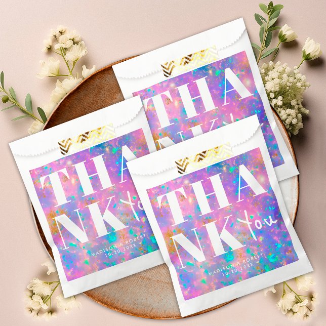 Stylish Opal Stone Modern Thank You Wedding Party Favour Bag (Creator Uploaded)