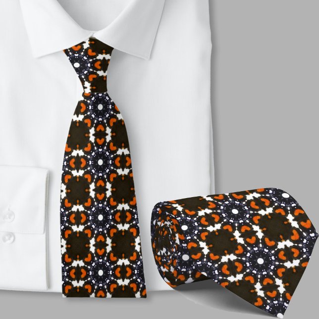 Stylish orange and black retro pattern tie (Creator Uploaded)