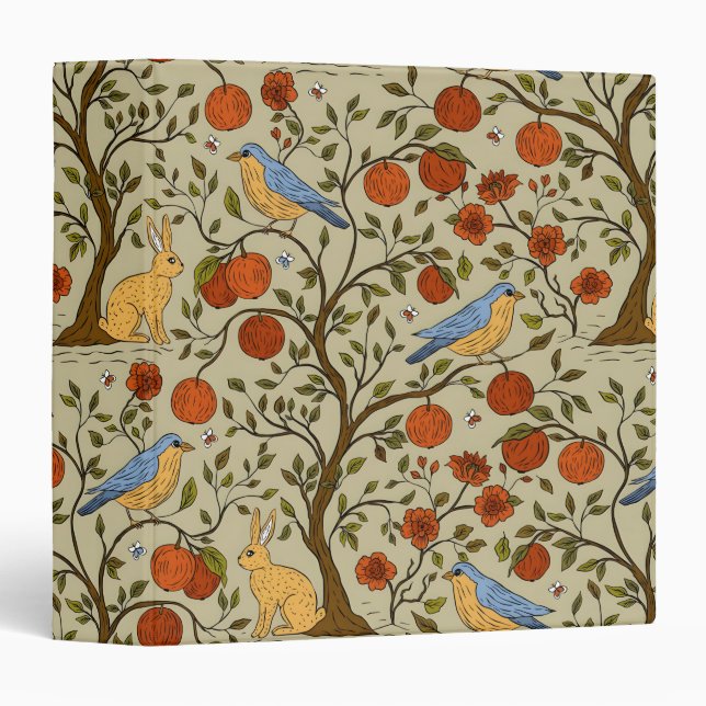 Stylish Orange Apples on Brown Trees Design Binder (Front/Spine)