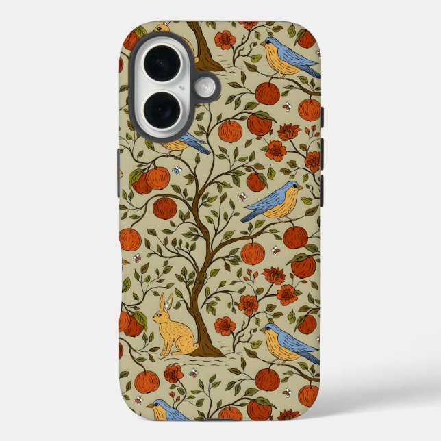 Stylish Orange Apples on Brown Trees Design Case-Mate iPhone Case (Back)
