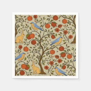 Stylish Orange Apples on Brown Trees Design Napkin