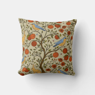 Stylish Orange Apples on Brown Trees Design Throw Pillow