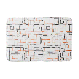 Stylish Orange Black Pattern Bath Mat