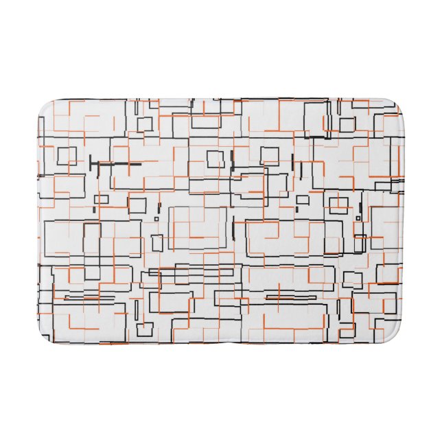 Stylish Orange Black Pattern Bath Mat (Front)