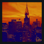 Stylish Orange Blue Retro Pop Art New York Poster<br><div class="desc">New York City Midtown Old Style Image - Vintage New York Artworks</div>