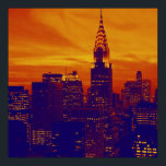Stylish Orange Blue Retro Pop Art New York Poster<br><div class="desc">New York City Midtown Old Style Image - Vintage New York Artworks</div>