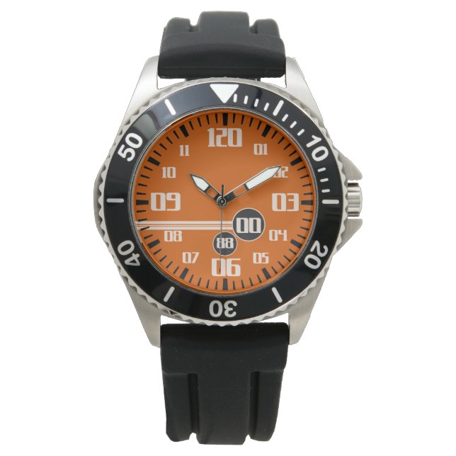 stylish orange chronograph type european style watch (Front)