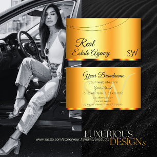 Stylish Orange Glamourous with Initials Elegant Business Card