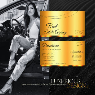 Stylish Orange Glamourous with Monogram Elegant Business Card