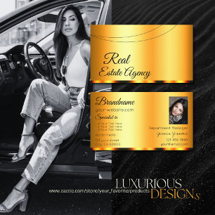 Stylish Orange Glamourous with Photo Professional Business Card