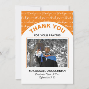 Stylish Orange Graduate Photo Thank You Card