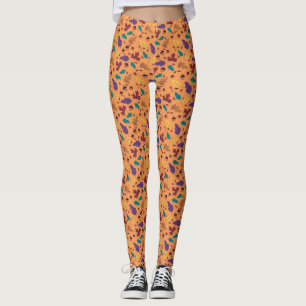 Stylish Orange Leaf Pattern Leggings