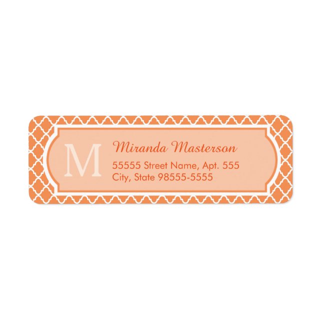 Stylish Orange Quatrefoil Monogram With Name (Front)