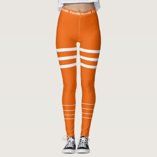 Stylish orange white workout  leggings