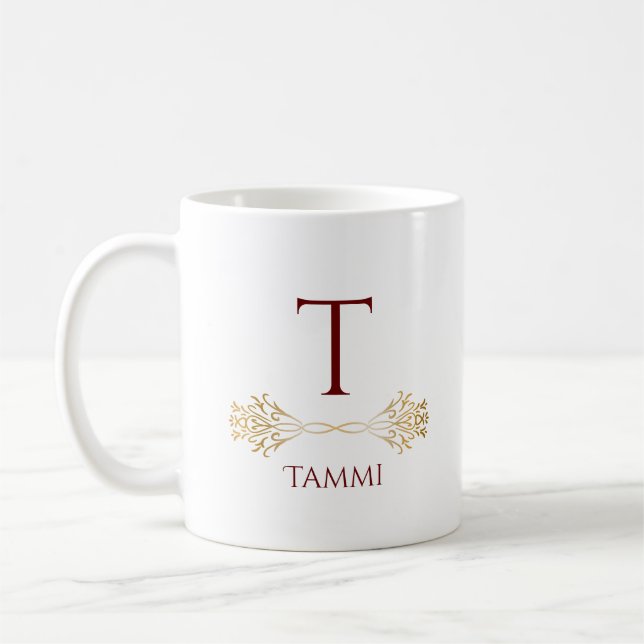 Stylish Original Monogram Name Merry Christmas Coffee Mug (Left)