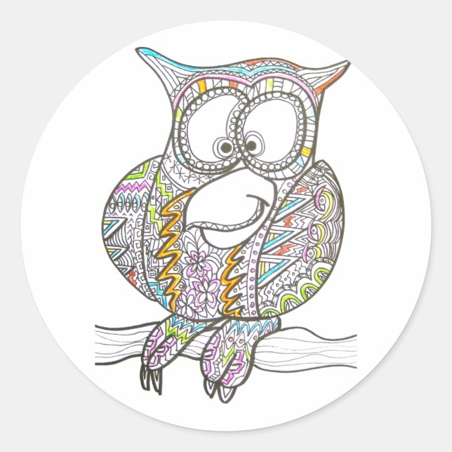 Stylish Owl - Abstract Art Stickers (Front)