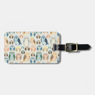 Stylish Owl Pattern- complementary colours Luggage Tag