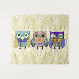Stylish Owl Trio Tapestry