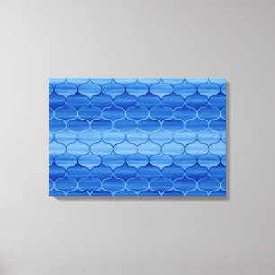 Stylish Painted Blue Ogee Pattern Canvas Print