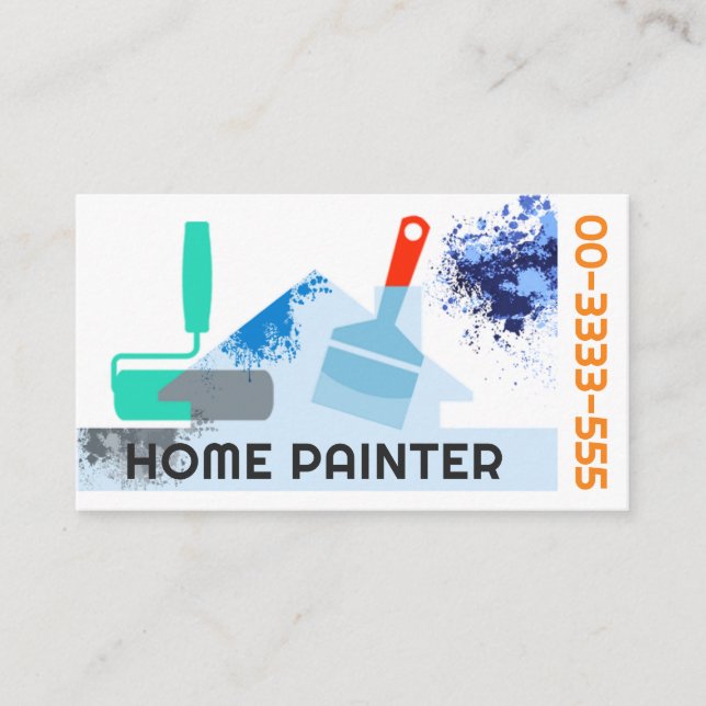 Stylish Painter's Brush Paint Splash Business Card (Front)