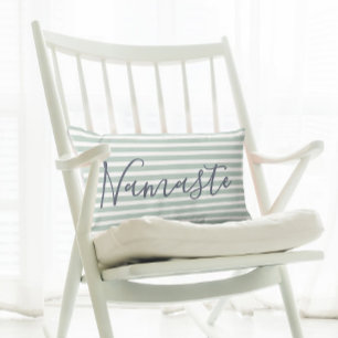 Stylish Pale Green Namaste Quote Decorative Lumbar Pillow