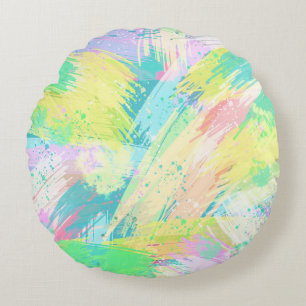 Stylish Pale Pastel Colours Abstract Art Round Pillow