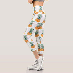 Stylish Pale Pineapple Fruit Pastel Nature Theme Capri Leggings