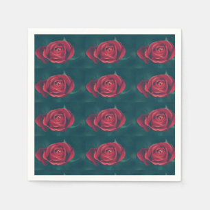 Stylish Pale Red Rose Flower Paper Napkin