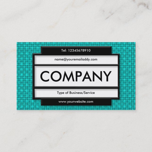Stylish Panel II - Cyan Fabric Texture Business Card (Front)
