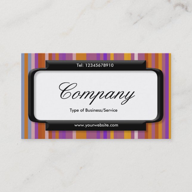 Stylish Panel (Script font) - Stripes 03 Business Card (Front)