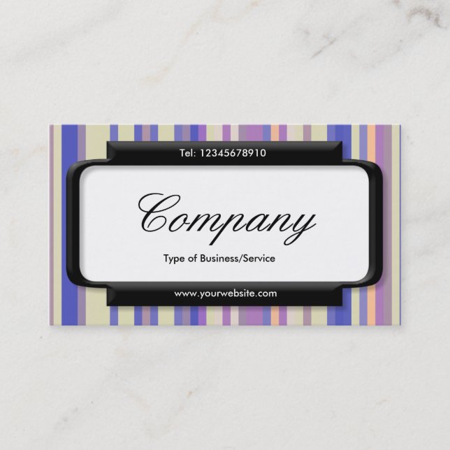 Stylish Panel (Script font) - Stripes 08 Business Card (Front)