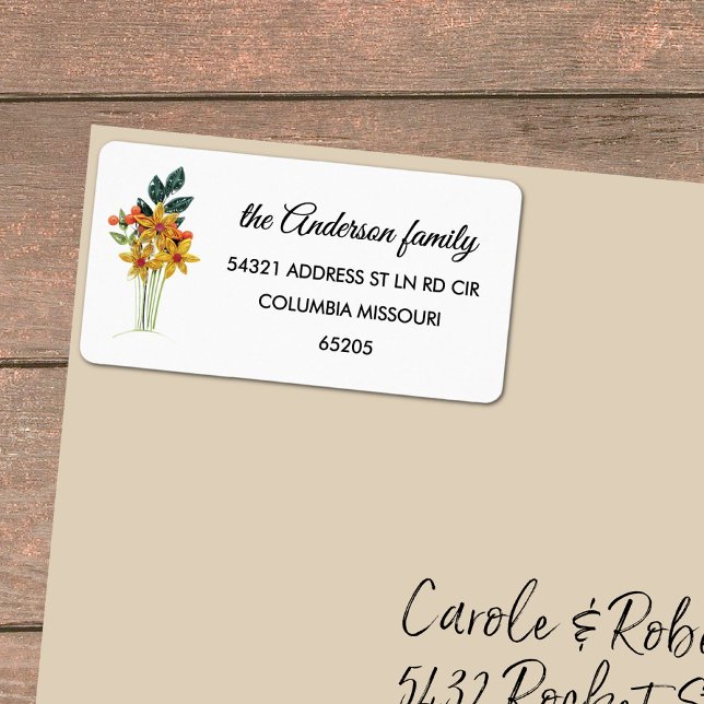 Stylish Paper Quilled Flowers Return Address Label (Creator Uploaded)