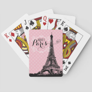 Stylish Paris Eiffel Tower Add Name Playing Cards