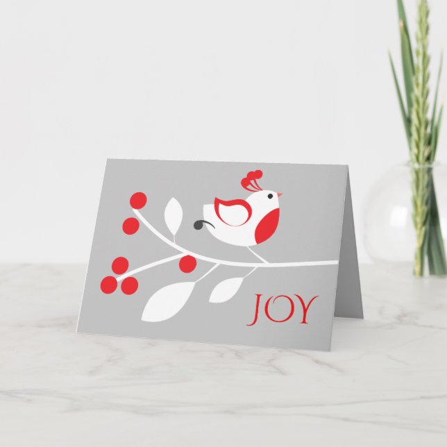 Stylish Partridge Joy Christmas Greeting Card (Front)
