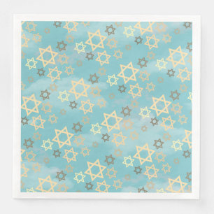 Stylish Passover Blue Sky Stars of David Napkin