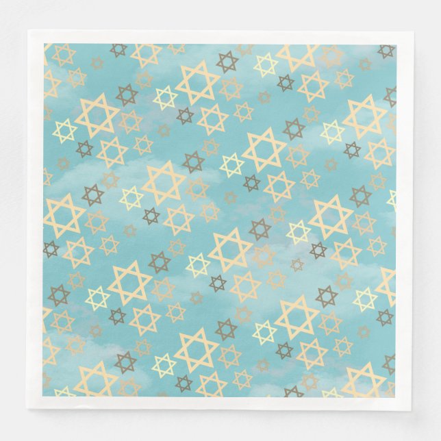 Stylish Passover Blue Sky Stars of David Napkin (Front)