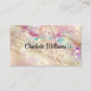 Stylish Pastel Alcohol Ink Elegant Typography Gold Business Card