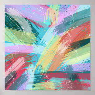 Stylish Pastel Colours Abstract Art Poster