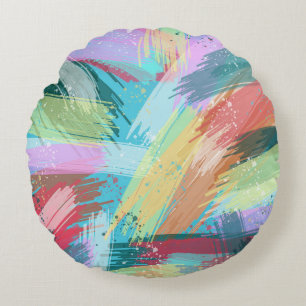 Stylish Pastel Colours Abstract Art Round Pillow