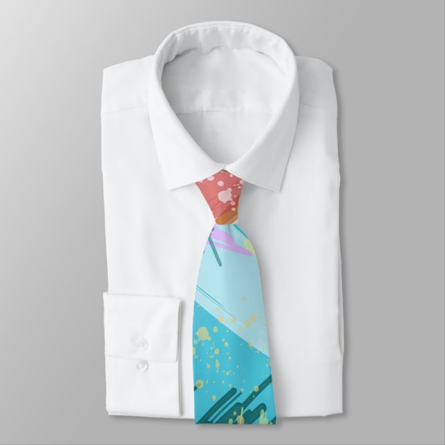 Stylish Pastel Colours Abstract Art Tie (Tied)