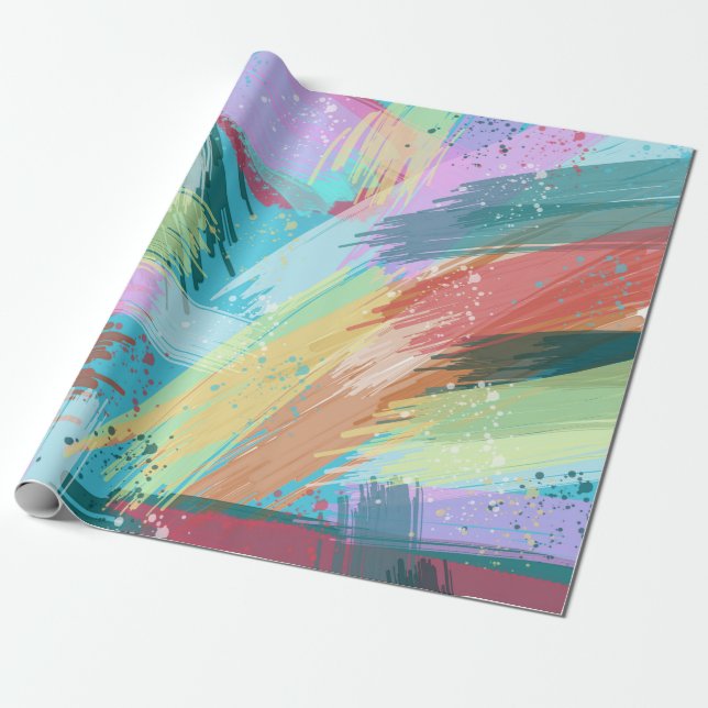 Stylish Pastel Colours Abstract Art Wrapping Paper (Unrolled)
