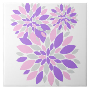 Stylish Pastel Colours Flower Purple Petals Tile