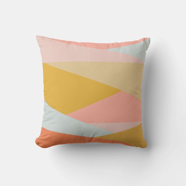 Stylish Pastel Geometric Colour Block Shapes Moder Throw Pillow (Front)