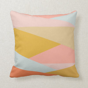 Stylish Pastel Geometric Colour Block Shapes Moder Throw Pillow