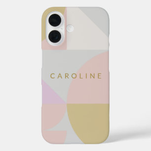 Stylish Pastel Geometric Shapes Personalized  iPhone 16 Case