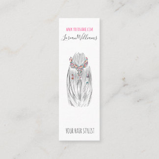 Stylish Pastel Hair Stylist Braid Hairstyle Flower Mini Business Card