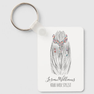 Stylish Pastel Hair Stylist Braid Hairstyle QR  Keychain